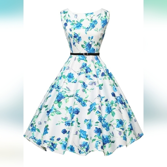 Grace Karin Dresses & Skirts - Grace Karin Women's Vintage Pinup Boatneck Floral Dress - Size Extra Small
